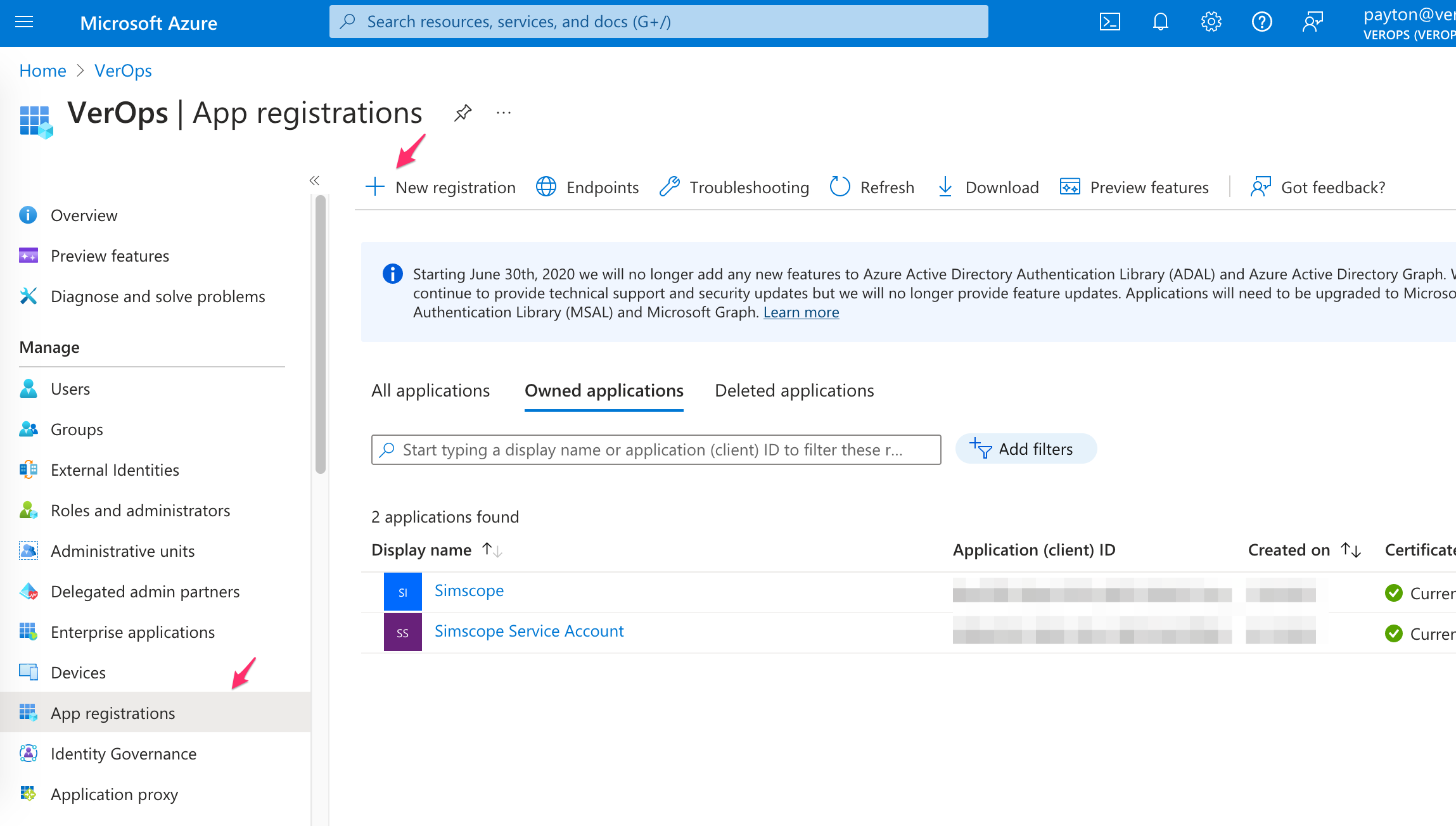 Azure app registration