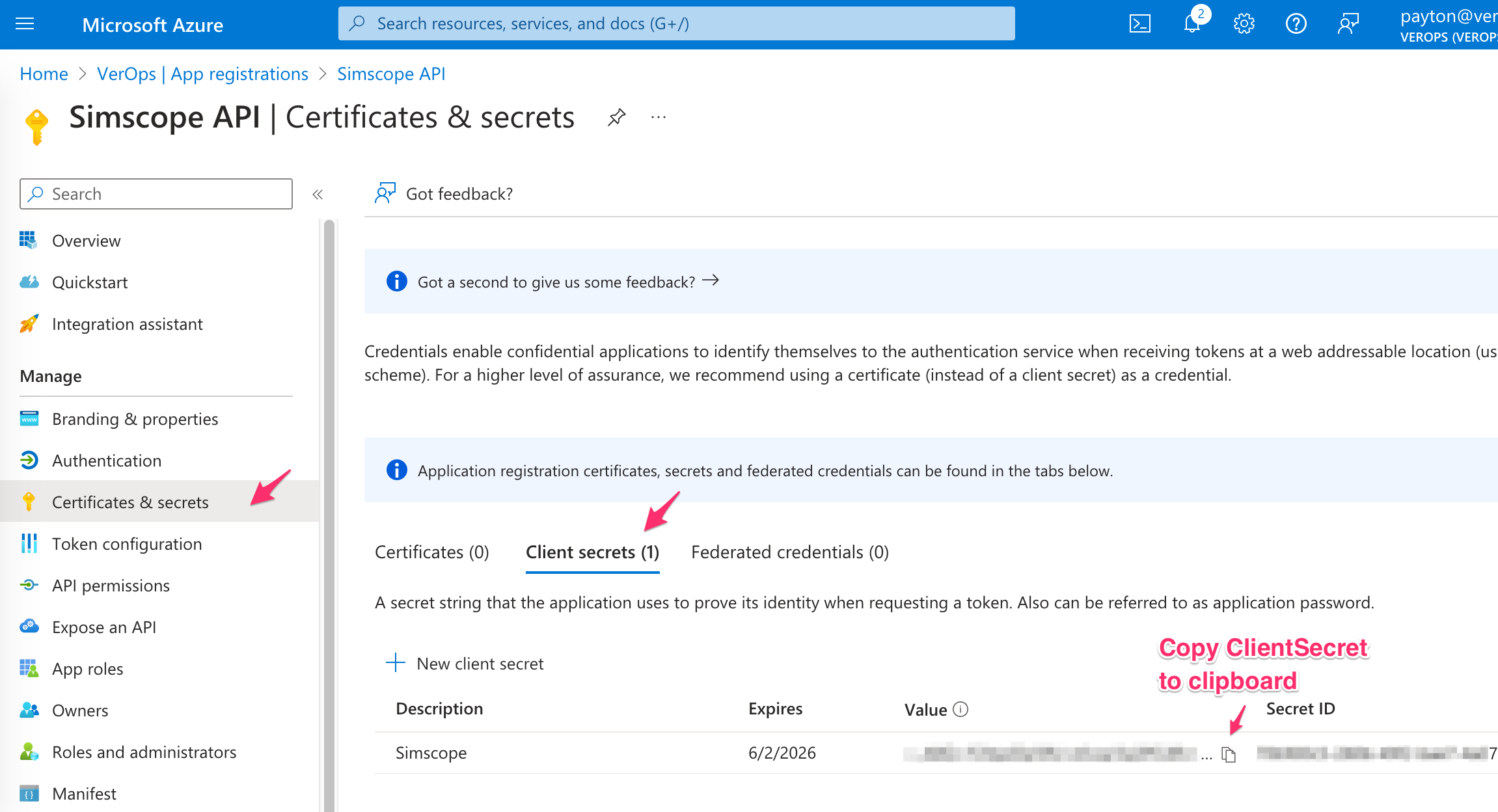 Azure client secret