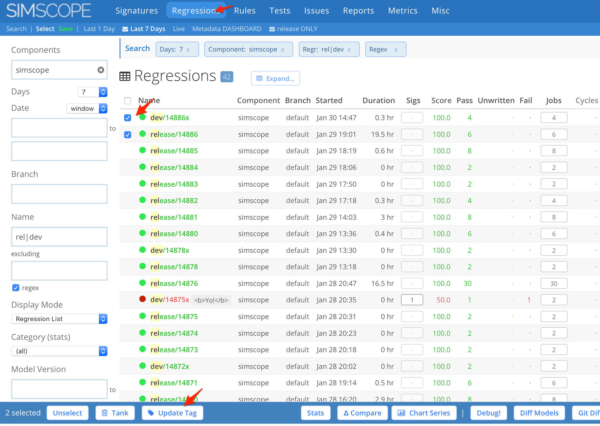 Regression Table Update