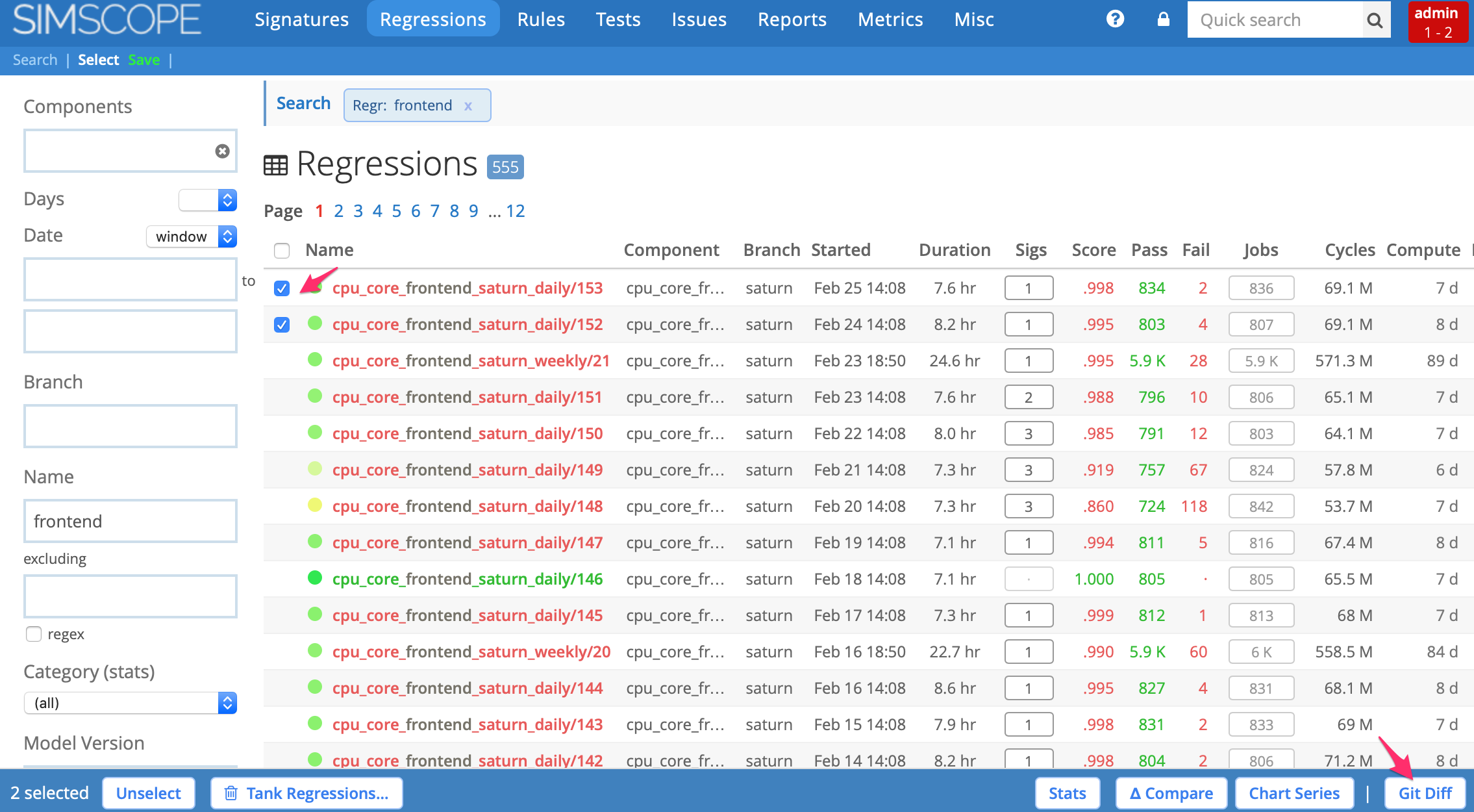 Regression Diff