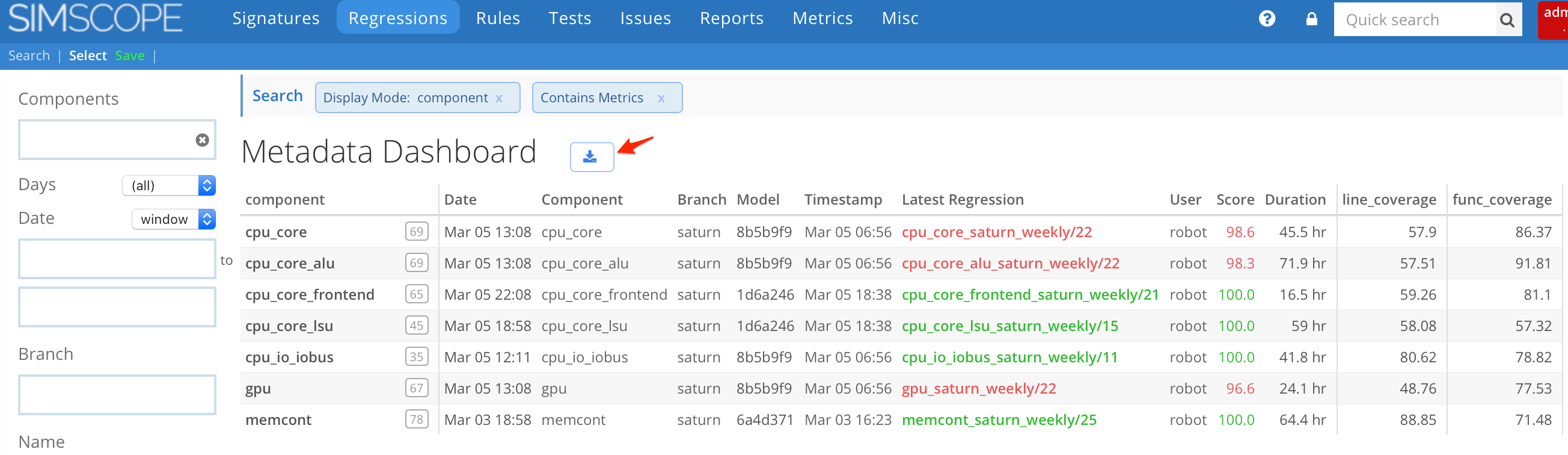 Metadata download